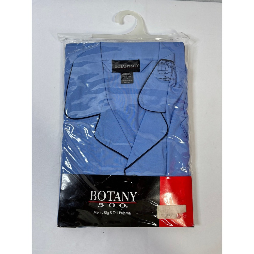 Botany 500 Mens Big & Tall Pajama Set Blue Long Sleeve Long Leg Size LT New